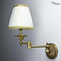 Wandlampe Stoffschirm Wei&szlig; aus Echt-Messing