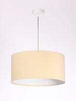 Lampe &agrave; suspendre Cr&egrave;me Blanc Tissu rond...