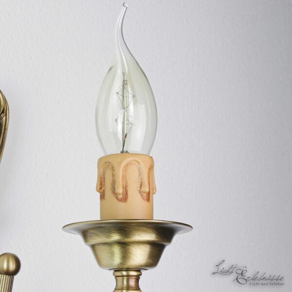 Leuchter Wandlampe aus Echt-Messing in Bronze