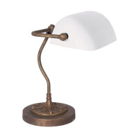 Lampe de banquier exclusive en bronze antique blanc...