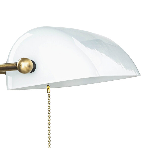 Lampe de banquier design en bronze clair blanc laiton véritable