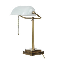 Lampe de banquier design en bronze clair blanc laiton...