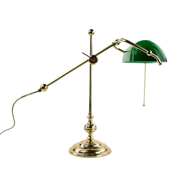 Bankerlampe Grün aus Echt Messing Poliert
