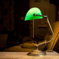 Bankerlampe Grün aus Messing in Bronze Rustikal
