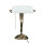 Bankerlampe Bronze aus Messing mit Schirm Weiß