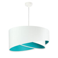 Lampe à suspendre Abat-jour Blanc Turquoise Tissu...