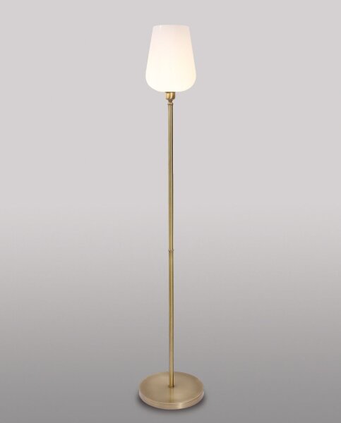 Stehlampe mit Glasschirm Echt-Messing Wohnzimmer