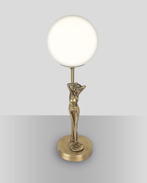 Tischlampe Klassisch rund Echt-Messing Glas DONNE
