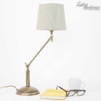 Tischlampe Bronze Hell Stoffschirm Snodo