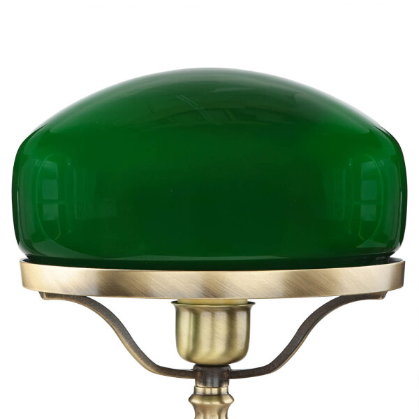 Tischlampe Glasschirm Grün aus Echt-Messing