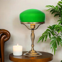 Lampe de table Abat-jour en verre Vert en laiton...