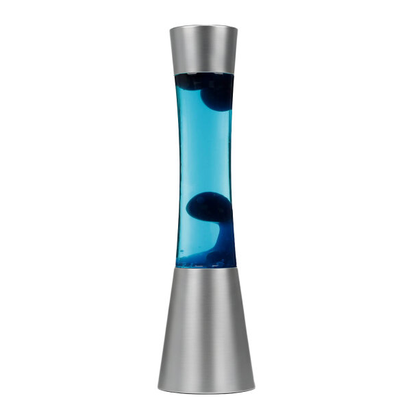Stimmungsvolle Lavalampe Blau Silber 39,5 cm Retro