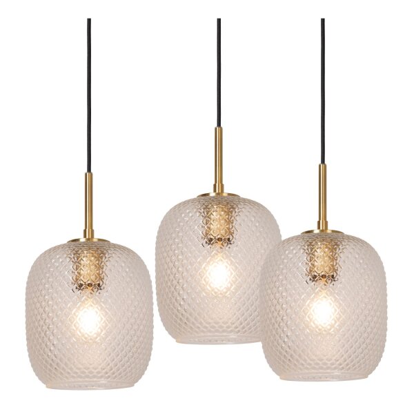 Elegante Hängelampe Messing 3-flammig E27 Gold