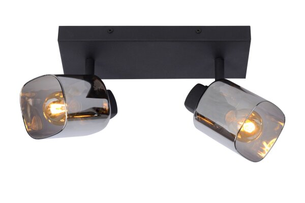 Deckenspot Metall Rauchglas 2-flammig E14 B:26 cm