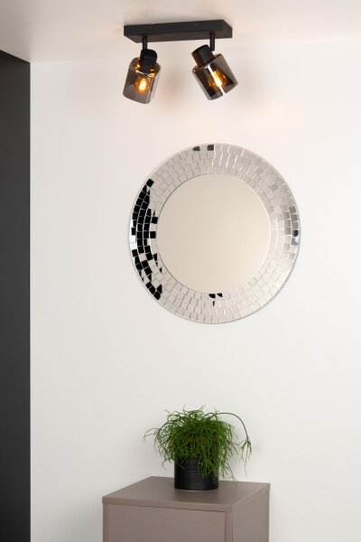 Deckenspot Metall Rauchglas 2-flammig E14 B:26 cm