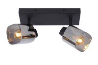 Deckenspot Metall Rauchglas 2-flammig E14 B:26 cm