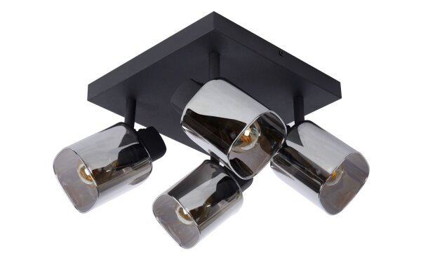 Deckenspot Metall Rauchglas 4-flammig E14 B:23 cm