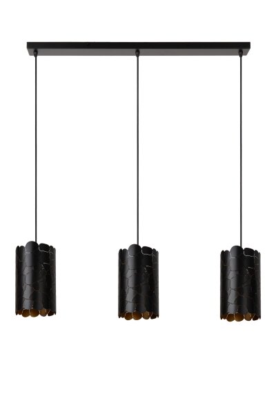 Hängelampe Metall Schwarz Messing E27 L:92 cm edel