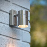 Wandleuchte Außen Stahl Chrom IP44 GU10 H:11 cm