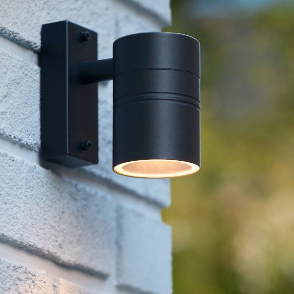Außenwandleuchte Stahl Schwarz IP44 GU10 H:11 cm
