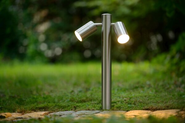 Stehlampe Außen Stahl Chrom IP44 GU10 H:30 cm