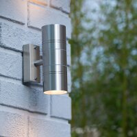 Wandlampe Außen Stahl Chrom 2-flammig GU10 H:17 cm