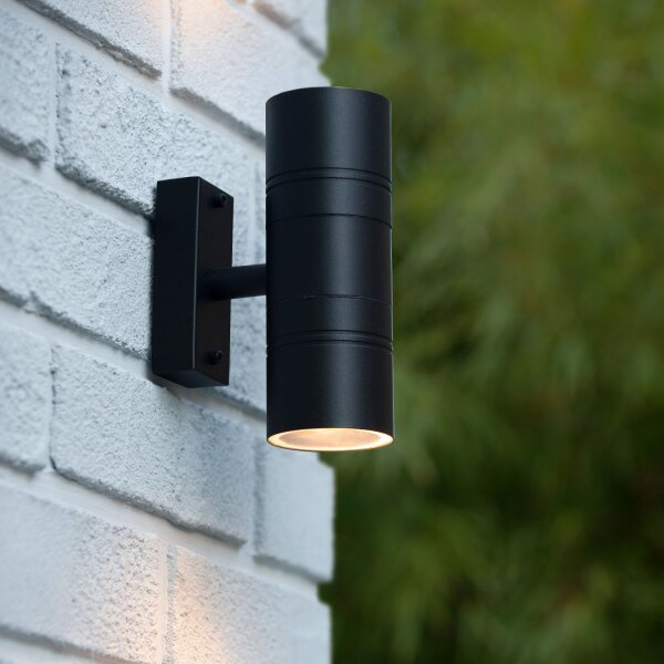 Außenwandleuchte Stahl Schwarz 2-flammig GU10 H:17 cm