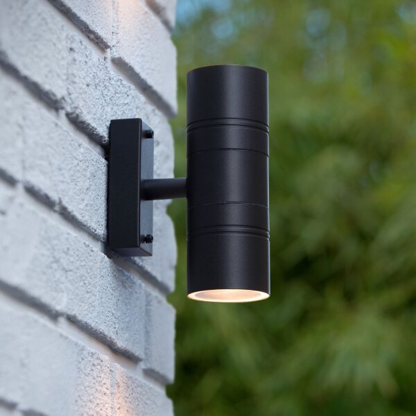 Außenwandleuchte Stahl Schwarz 2-flammig GU10 H:17 cm