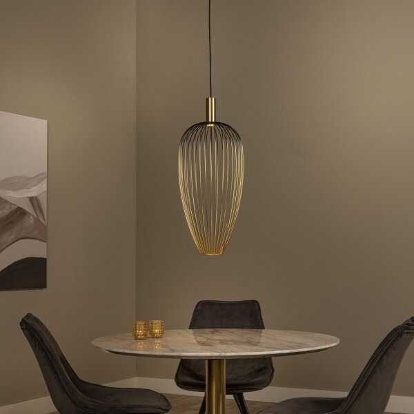 Moderne Hängelampe Schwarz Gold GU10 Ø30 cm rund