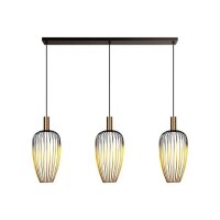Pendelleuchte Metall Schwarz Gold 3-flammig GU10 115 cm
