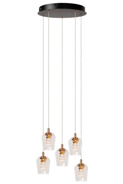 LED Pendelleuchte Gold 5-flammig B:34 cm 2700 K