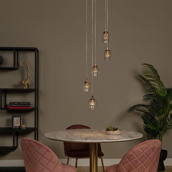 LED Pendelleuchte Gold 5-flammig B:34 cm 2700 K