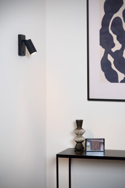 Wandstrahler mit Schalter Schwarz GU10 H:16 cm