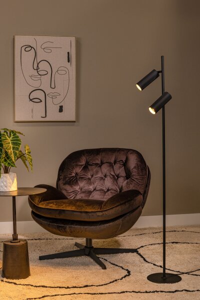 Stehlampe verstellbar Schwarz GU10 H:140 cm Fußschalter