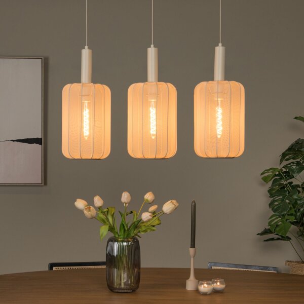 Pendelleuchte Metall Beige Messing 3-flammig E27