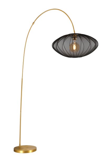 Bogenleuchte Messing Schwarz E27 H:192 cm edel