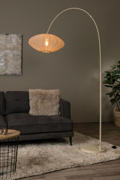 Bogenleuchte Messing Beige E27 H:192 cm modern
