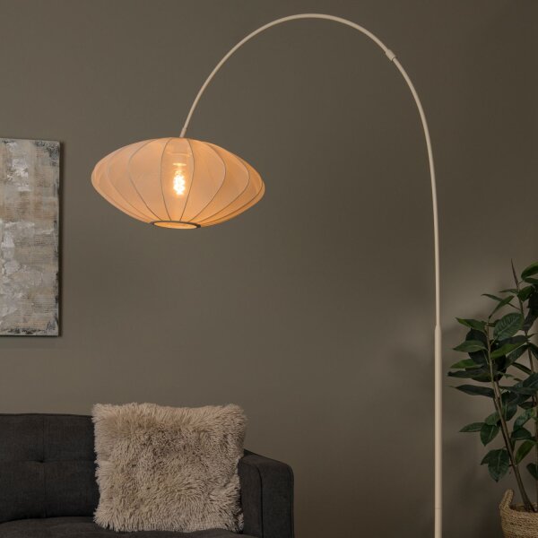 Bogenleuchte Messing Beige E27 H:192 cm modern