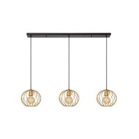 H&auml;ngelampe Messing Schwarz 3-flammig L:130 cm E27