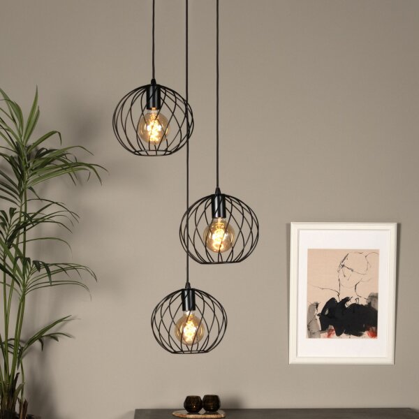 Pendelleuchte Schwarz E27 B:50 cm modern edel rund