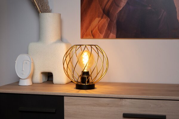 Tischlampe Schwarz E27 H:22,5 cm modern edel rund