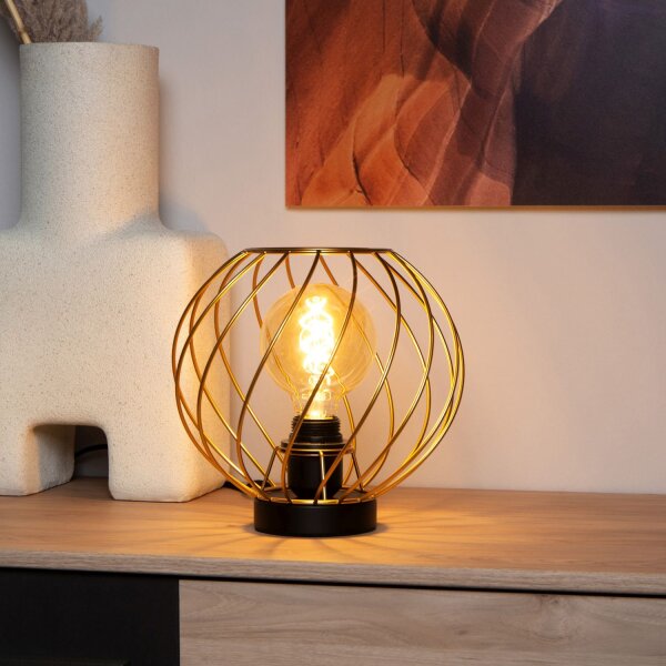 Tischlampe Schwarz E27 H:22,5 cm modern edel rund