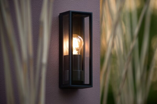 Wandlampe Außen Metall Schwarz IP65 H:25,8 cm edel