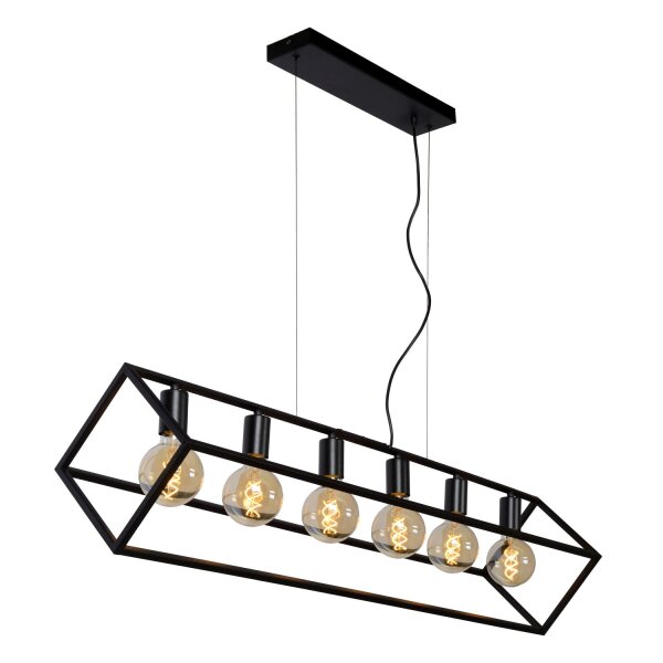 Retro Pendelleuchte Metall Schwarz E27 120 cm edel