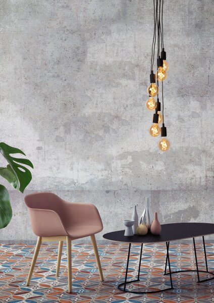 Retro Pendelleuchte Schwarz E27 B:50 cm modern edel