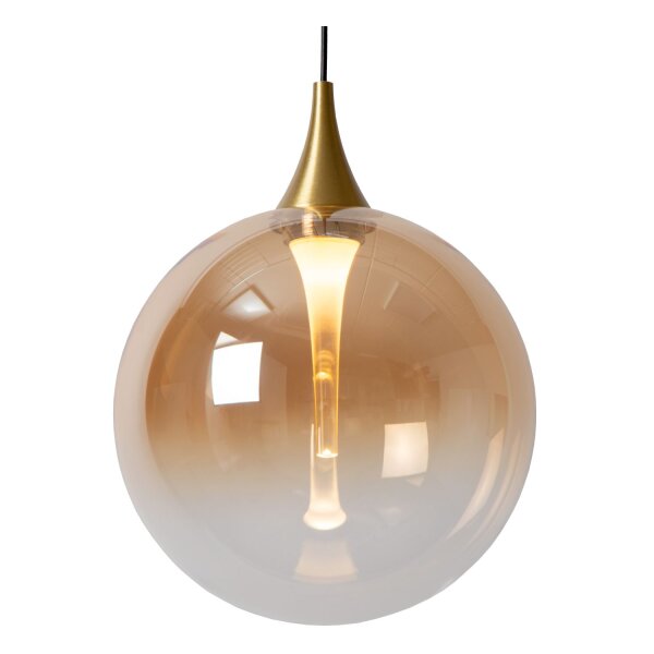 LED Hängelampe Glas Bernstein Schwarz 2700 K Ø16 cm