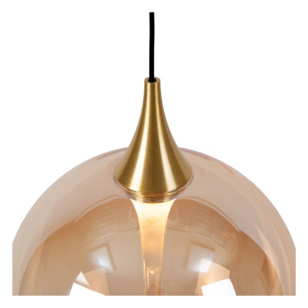 LED Hängelampe Glas Bernstein Schwarz 2700 K Ø16 cm