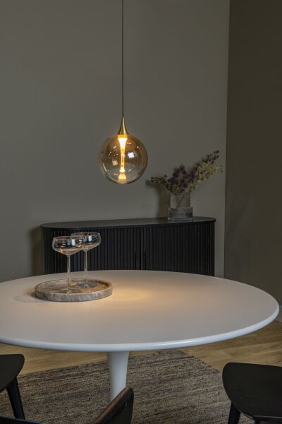 LED Hängelampe Glas Bernstein Schwarz 2700 K Ø16 cm