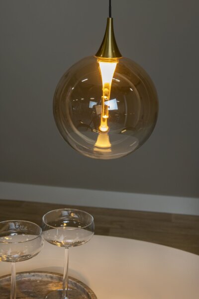 LED Hängelampe Glas Bernstein Schwarz 2700 K Ø16 cm