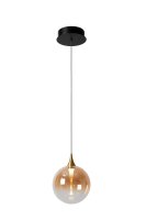 LED H&auml;ngelampe Glas Bernstein Schwarz 2700 K &Oslash;16 cm